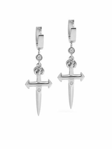 Nialaya Men's Earrings Men's Skyfall Small Sword Earrings in Silver MEAR_010